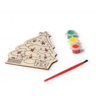 Candel - Christmas coloring set made of wood. Brush and 3 paints included.