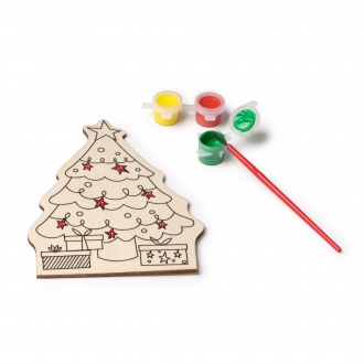 Candel - Christmas coloring set made of wood. Brush and 3 paints included.
