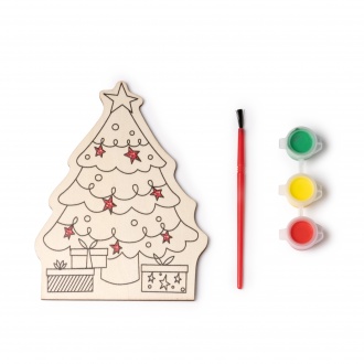 Candel - Christmas coloring set made of wood. Brush and 3 paints included.