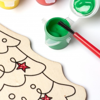 Candel - Christmas coloring set made of wood. Brush and 3 paints included.