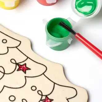 Candel - Christmas coloring set made of wood. Brush and 3 paints included.