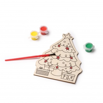 Candel - Christmas coloring set made of wood. Brush and 3 paints included.
