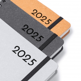 Kurtis - A5 calendar with recycled leather cover and elastic band