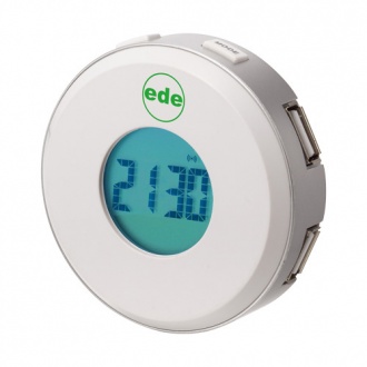 USB hub with a clock and alarm