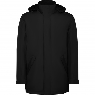 AMERICA - Waterproof jacket with quilted lining. High collar and retractable hood. 100% Recycled Polyester, 400g/m². 