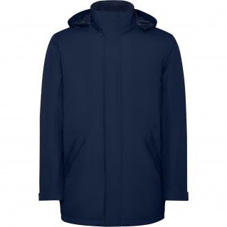 AMERICA - Waterproof jacket with quilted lining. High collar and retractable hood. 100% Recycled Polyester, 400g/m². 