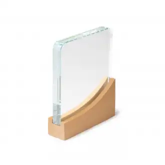 KUDER - Rectangular glass trophy, bamboo base