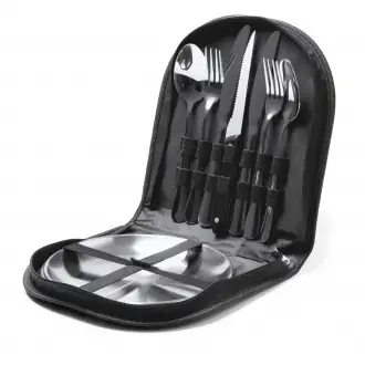 TRIVOR - Cutlery and plates set made of stainless steel