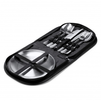 TRIVOR - Cutlery and plates set made of stainless steel