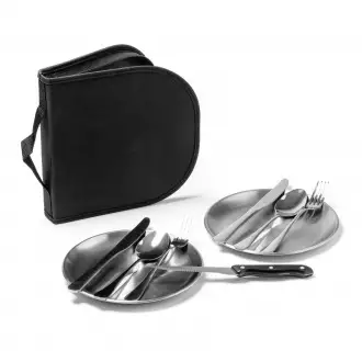 TRIVOR - Cutlery and plates set made of stainless steel