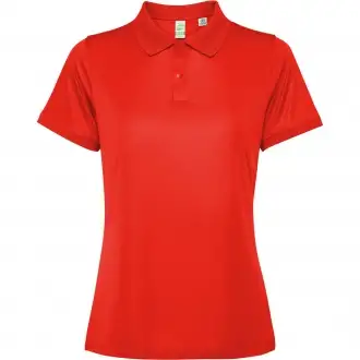 TORMO WOMAN - Women's technical polo shirt with short sleeves and snap buttons. Recycled polyester, 125 gsm.