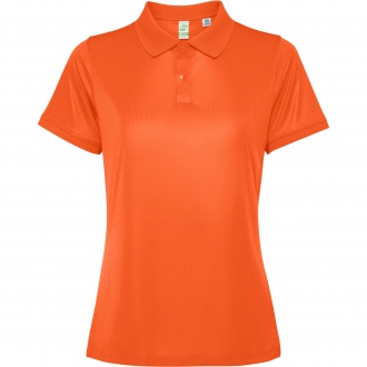 TORMO WOMAN - Women's technical polo shirt with short sleeves and snap buttons. Recycled polyester, 125 gsm.