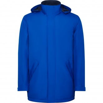 AMERICA - Waterproof jacket with quilted lining. High collar and retractable hood. 100% Recycled Polyester, 400g/m². 