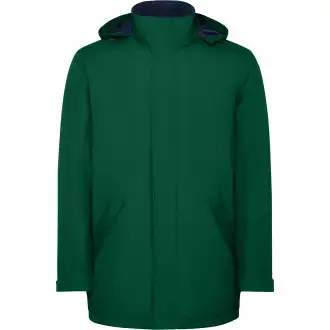 AMERICA - Waterproof jacket with quilted lining. High collar and retractable hood. 100% Recycled Polyester, 400g/m². 