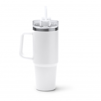 KRANSTON - 870ml stainless steel thermal mug, lid with straw