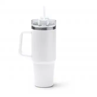 KRANSTON - 870ml stainless steel thermal mug, lid with straw