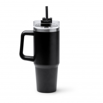 KRANSTON - 870ml stainless steel thermal mug, lid with straw