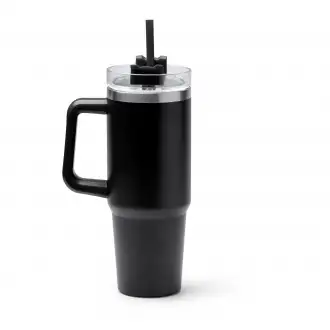 KRANSTON - 870ml stainless steel thermal mug, lid with straw
