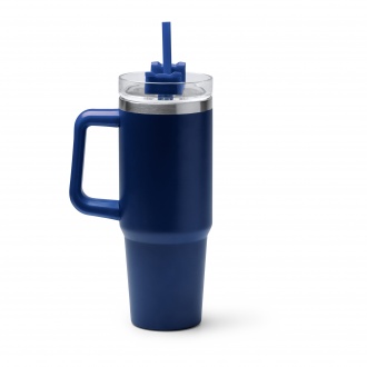 KRANSTON - 870ml stainless steel thermal mug, lid with straw