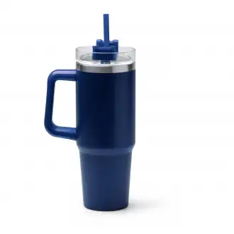 KRANSTON - 870ml stainless steel thermal mug, lid with straw