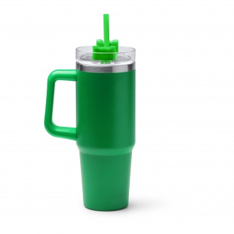 KRANSTON - 870ml stainless steel thermal mug, lid with straw