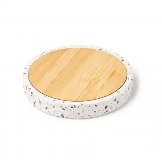 SILES - Wireless charger with bamboo and terrazzo pattern