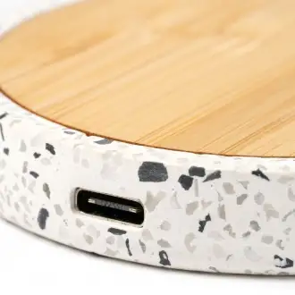 SILES - Wireless charger with bamboo and terrazzo pattern