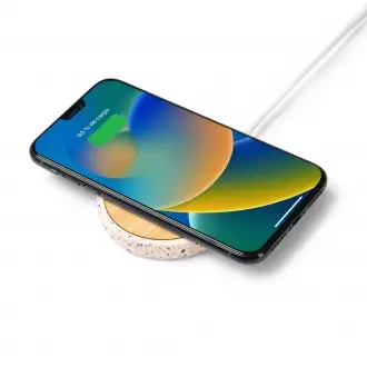 SILES - Wireless charger with bamboo and terrazzo pattern