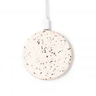 SILES - Wireless charger with bamboo and terrazzo pattern