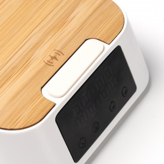 FUYI - Desktop fan with clock and wireless charger.
