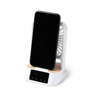 FUYI - Desktop fan with clock and wireless charger.
