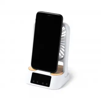 FUYI - Desktop fan with clock and wireless charger.