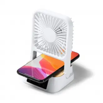 FUYI - Desktop fan with clock and wireless charger.
