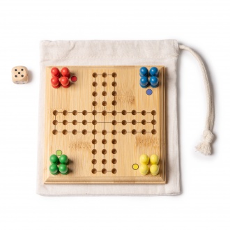 SISCAR - Drewniana gra Parcheesi (Chińczyk) z bawełnianym etui