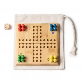 SISCAR - Drewniana gra Parcheesi (Chińczyk) z bawełnianym etui