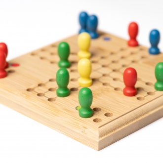 SISCAR - Drewniana gra Parcheesi (Chińczyk) z bawełnianym etui