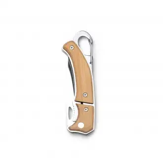 VORO - Stainless steel knife with bamboo handle and carabiner clip