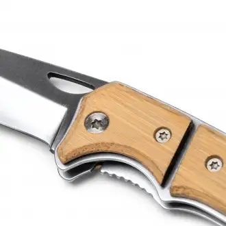 VORO - Stainless steel knife with bamboo handle and carabiner clip