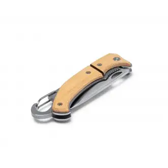 VORO - Stainless steel knife with bamboo handle and carabiner clip