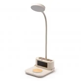 Payton - Wielofunkcyjna lampa ładująca wykonana z włókna pszennego i bambusa. Funkcja lampy, ładowarki bezprzewodowej, zegara z alarmem.