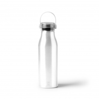 Fental - Bottle made of recycled aluminum with a transparent stopper and matching silicone handle. Capacity: 750 ml.