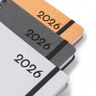 Kurtis - A5 calendar with recycled leather cover and elastic band