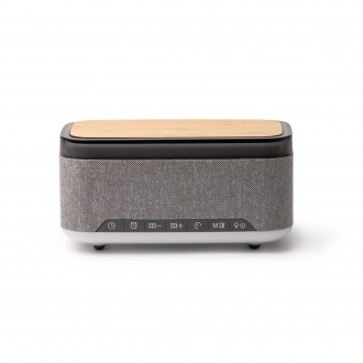 MORNIX - Wireless speaker with clock and lamp, bamboo and RPET case.