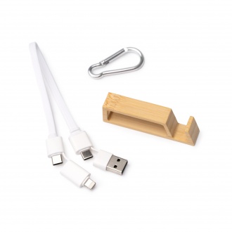 BOEME - 4-in-1 charging cable including carabiner and smartphone holder.