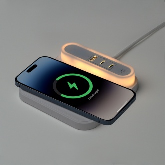 TITANUS - Wireless charger with led light and ports (USB-C / USB-A) for charging.