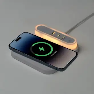 TITANUS - Wireless charger with led light and ports (USB-C / USB-A) for charging.