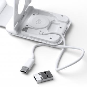 LAREDO - Foldable wireless charger for smartphones, wireless headphones and smartwatches with cable included.