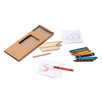 PATLEY - Set of 20 crayons (2 types) and drawings to colour in
