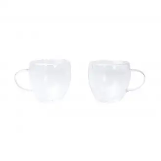 ROBUS - Set of 2 glasses (90ml) with double walls and bamboo coasters