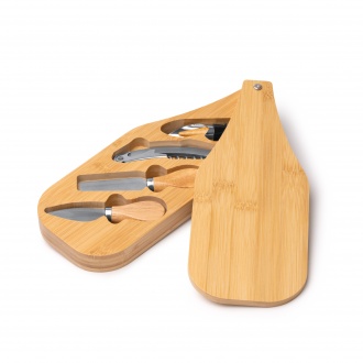 GAUDA - Wine and cheese set in bamboo and stainless steel